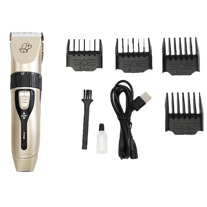 Set Masina de Tuns profesionala AKU Electrica cu 7 piese Acumulator Pentru Caini si Pisici Ovine Bovine cu incarcare USB AK5106