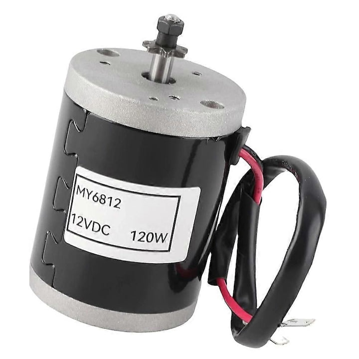 Motor electric cu perii MY6812 12V 120W reductie negru si argintiu pentru biciclete electrice si scutere
