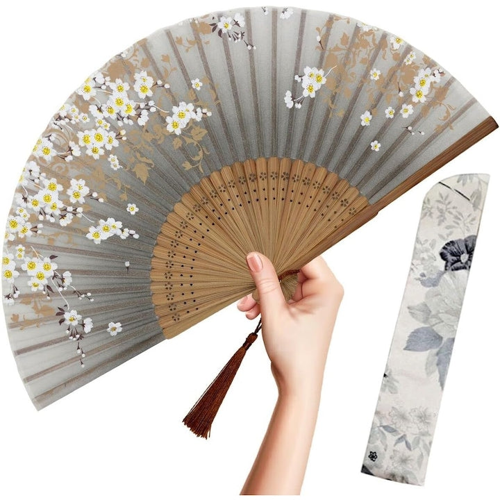 Evantai pliabil de mana pentru femei Elemente chinezesti 21x38cm Matase Pliabil Multicolor