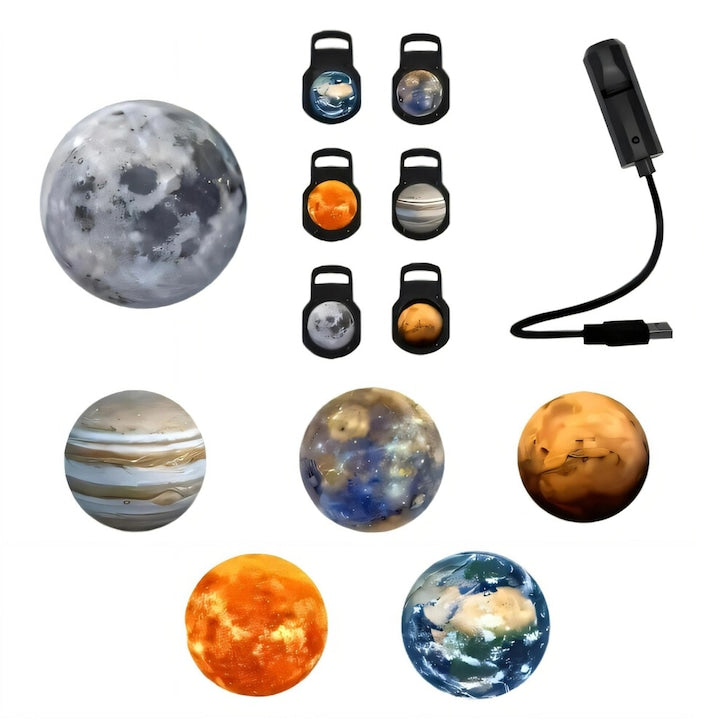 Proiector stele USB lampa proiector rotativ 6 modele 9 moduri planetare gat flexibil alimentare USB negru 1 set