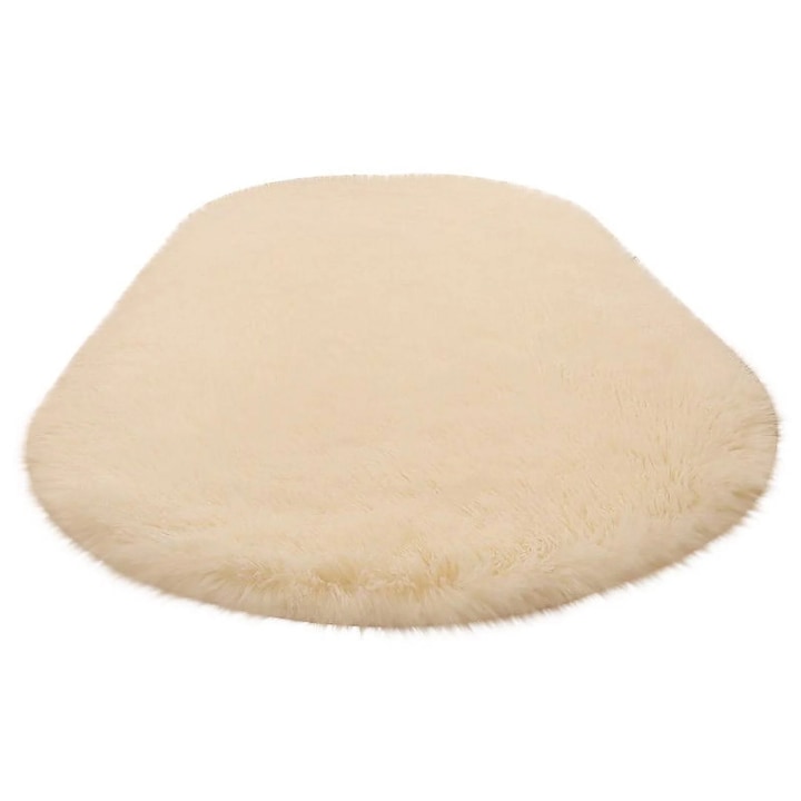 Oval beige rug, 60x160cm, for bedroom and living room, washable