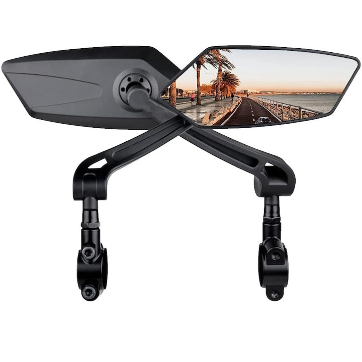 Set 2 oglinzi biciclete Universale Compatibile cu Bicicleta/Motocicleta/Vehicul Electric Material ABS Unghi de Rotatie 360° 410g Design Compact Montaj Universal Negru
