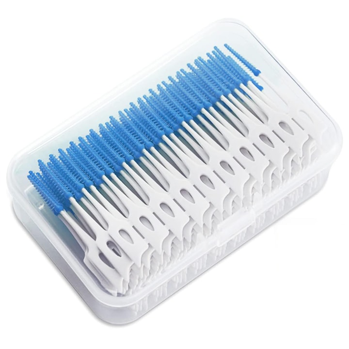 Set 200 periute unica folosinta interdentare Silicon/Plastic Albastru
