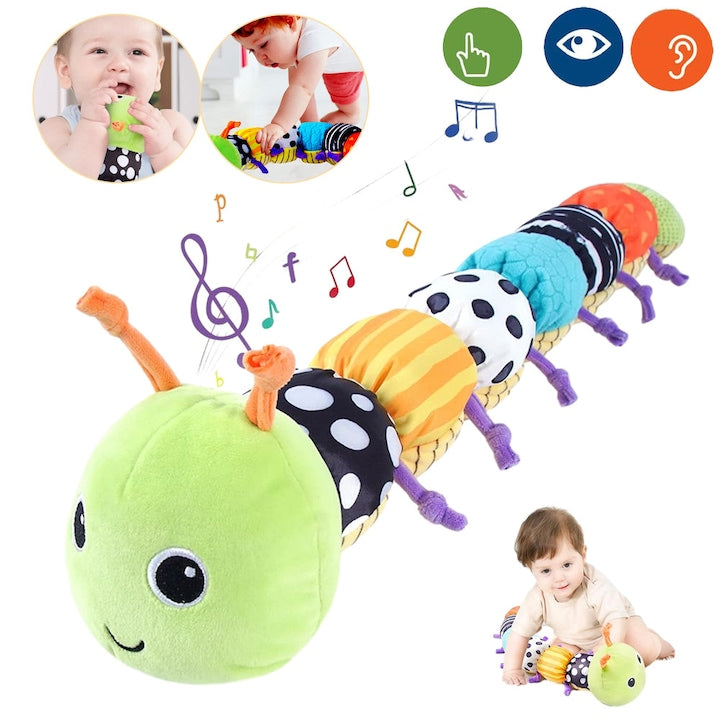 Sensory Toy for Babies Musical Caterpillar Sensory Toys with Caterpillar and Ruler Design Tummy Time for Newborns Teething Toy Boys and Girls Shower Gifts