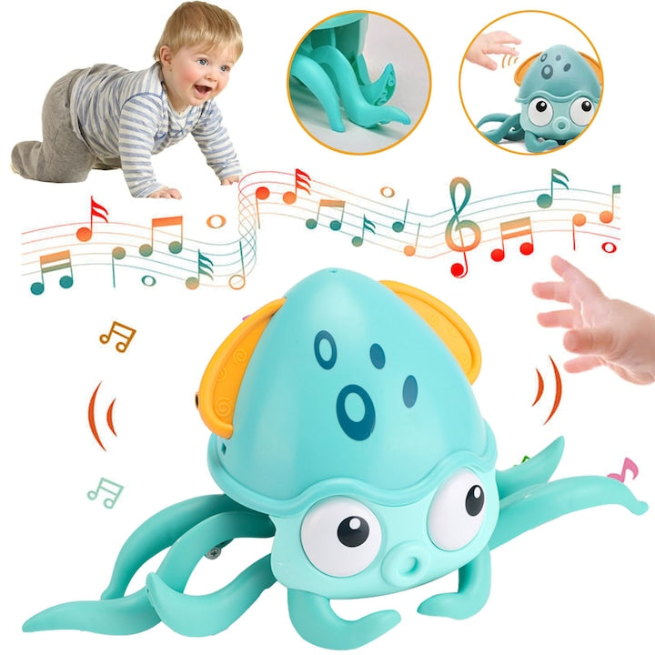 Jucarie Tarator Muzicala Interactiva In Forma De Caracatita Jucarii Senzoriale Pentru Bebelusi 6-12 Luni Evita Automat Obstacolele Jucarii Montessori Pentru Bebelusi Cu Lumini Intermitente Moi