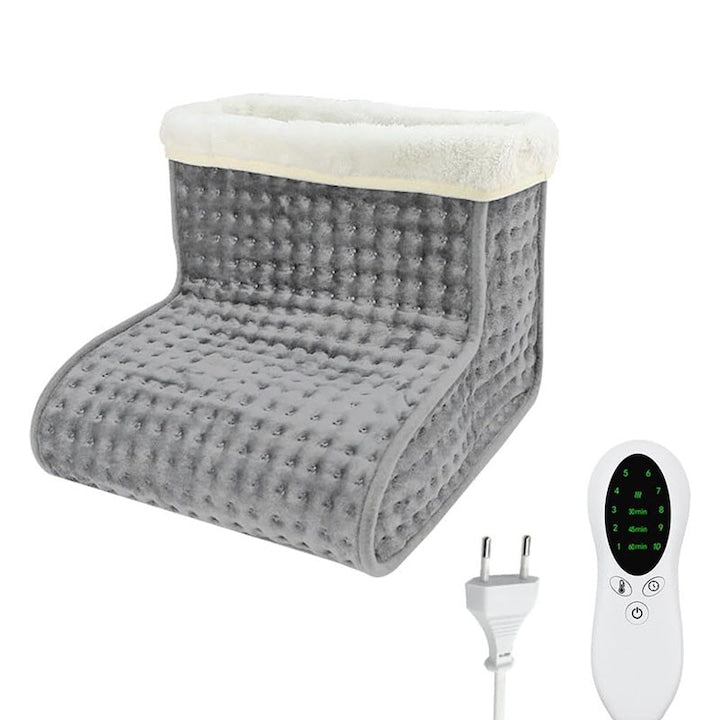 Electric Foot Warmer, 5 Temperature Levels, Automatic Shut-Off, Skin-Friendly Material, Remote Control Included, Grey