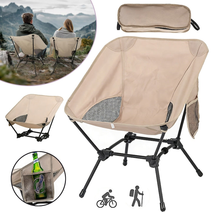 Foldable and Portable Camping Chair with Carry Bag, Folding Chair with Four-Sided Support Structure for Outdoor Activities, Hiking, Backpacking, 120 kg Capacity