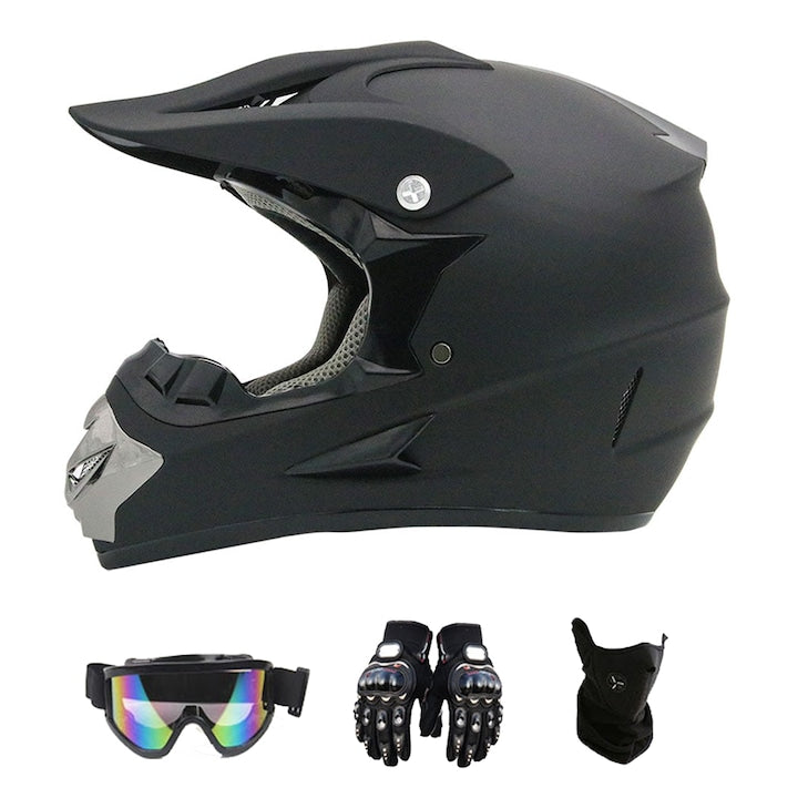 Motorcycle Helmet Set Zggzerg Good breathability Unisex With gloves, goggles and face shield Removable inner lining, easy to clean M ABS Black