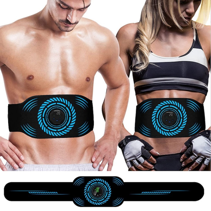Centura pentru Slabit si Muschi Abdominali Electrostimulare EMS 10 Moduri 20 de Nivele Centura pentru masaj abdominal Tonifiere Muschulara Antrenament Suplimentar zona Umeri Spate Abdomen OUYLAF Negru