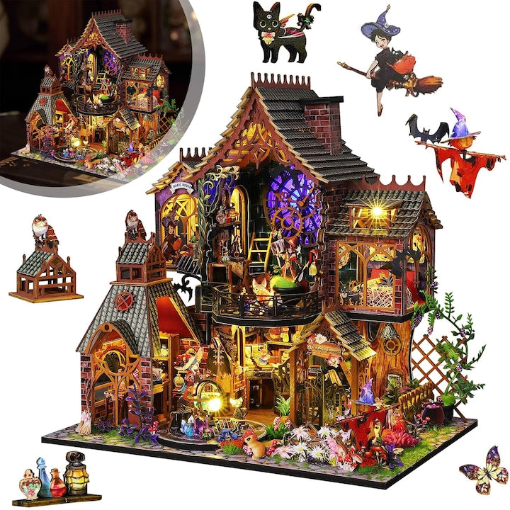DIY Miniature House Kit Small Magical House Kit With Light Wooden Miniature Dollhouse Kit For Adults And Teens Magic Model Kit Creative Crafts Home Decor