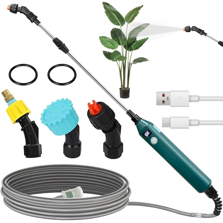 Juksun Electric Garden Sprayer, 3 Nozzles, with 5M Hose, Stainless Steel Lance, Mist/Stream Nozzles, for Garden Lawn Weeds, 2400mAh, Blue