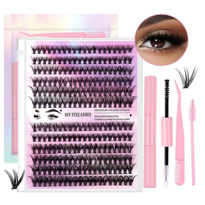 Pink Rose Eyelash Extension Kit 240 False Eyelashes 10-16mm