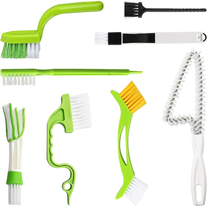 Set 8 perie curatare grout multifunctional pentru sine de fereastra bucatarie cusaturi linii de podea plite dus Alb/Verde