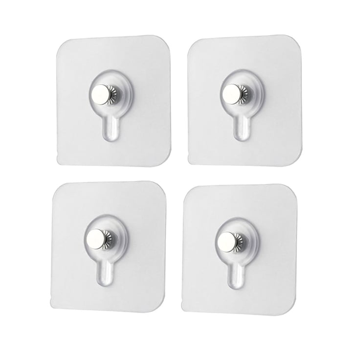Set of 4 Picture Hooks, Plastic, Transparent