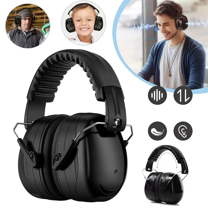 CHOOLY Earmuffs SNR 34dB Adjustable Headband 360° Rotatable Black