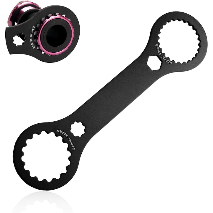 Bottom Bracket Wrench, 2-in-1 Aluminum Alloy BB44+BB46 Bearing Tool, Suitable for Bicycle Repair (Black)