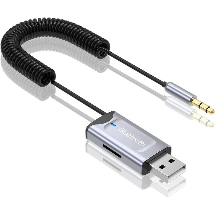Adaptor Audio Wireless Bluetooth 5.0 AUX 3.5mm card TF/microSD microfon car kit