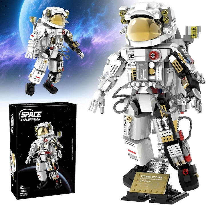 Set de Constructie Swejah 652 Piese 30.4cmx19cm Astronaut Spatial Asamblare Blocuri 3D BPA Free Activitati Senzoriale Decor Interior Promoveaza Rabdarea Logica Atentia si Vizual-Spatiala Cadoul Perfect pentru Copii si Adulti 8 ani+ Alb