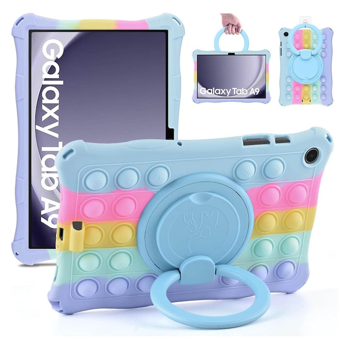 Husa tableta pentru Samsung Galaxy Tab A9 8.7 inch cu suport rotativ 360° protectie anti-soc OUYLAF multicolor