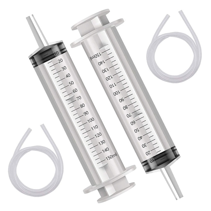 Set de 2 seringi reutilizabile 150ml din polipropilena cu 2 tuburi consumabile sanitare pentru laborator industrie gradina si hranirea animalelor de companie