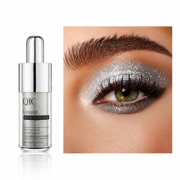 QIC Shiny Liquid Eyeshadow Waterproof Anti-Creasing Intense Metallic Finish with Multi-Dimensional Glitter 01 MILKY WAY