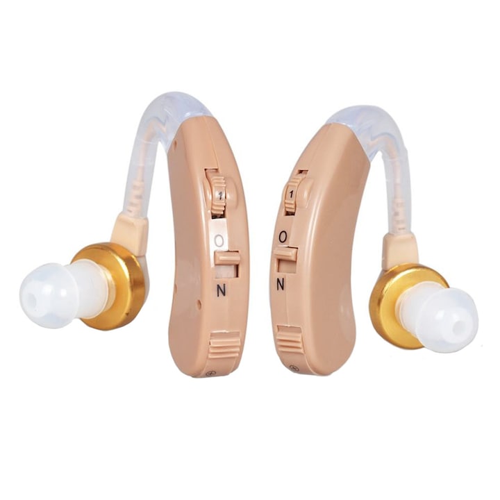 Set 2x Aparat Auditiv Premium cu acumulator autonomie pana la 100 ore 130 dB Amplificator de sunet accesorii reducere a zgomotului si calitate clara a sunetului pentru adulti