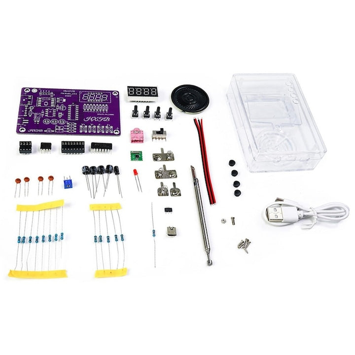 Kit Radio FM DIY Walalla Proiect Educativ Alimentare USB sau Baterii AA Mufa 3.5 mm pentru Incepatori