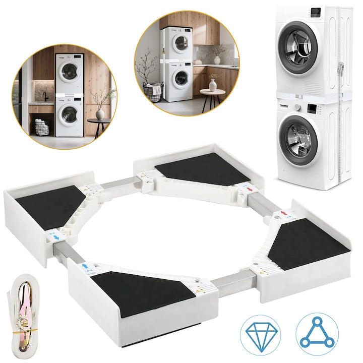 Washing Machine and Dryer Stacking Kit Universal Washing Machine and Dryer Stacking Kit Adjustable Stacking Frame for 46~66cm Washing Machines and Dryers with Strap