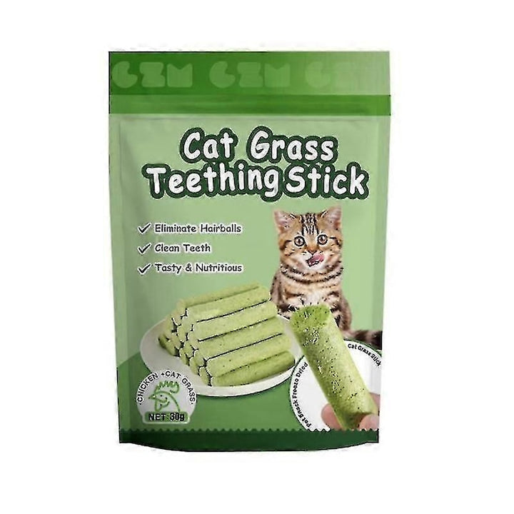 Bat de mestecat din iarba pentru pisici curatare dinti multicolor