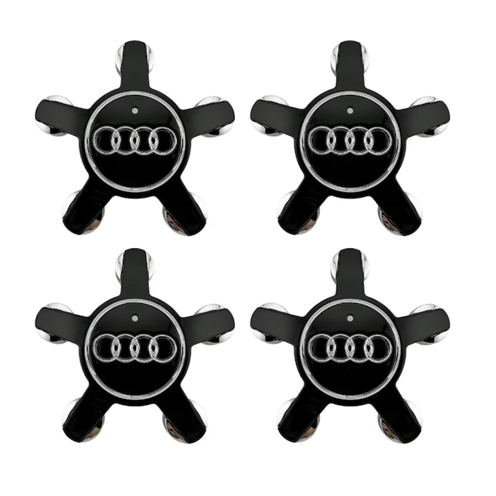 4 pieces of AUDI ZOUN wheel center caps, For A3 A4 A6L Q3 Q5 Q7 A5 A7, spider/corner-shaped, 135 mm, black
