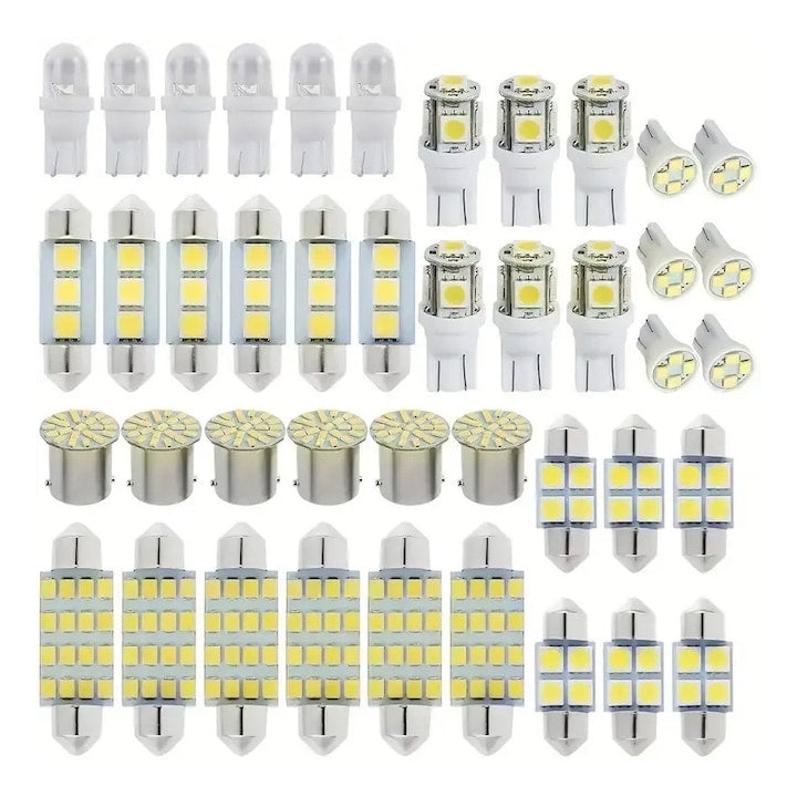 Set of 42 LED car bulbs 6000K white light Heat dissipation For dome light Brake light License plate light Different model OUYLAF