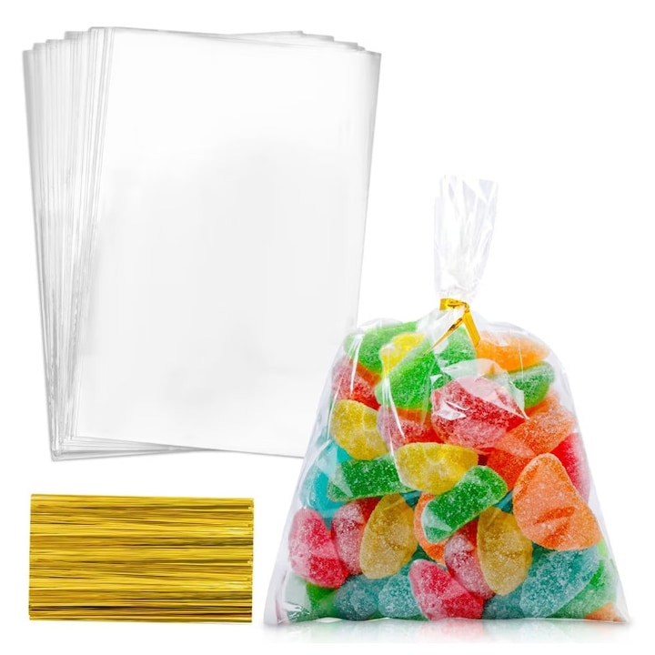 Set 100 pungi alimentare Plastic 12×17 cm Transparent