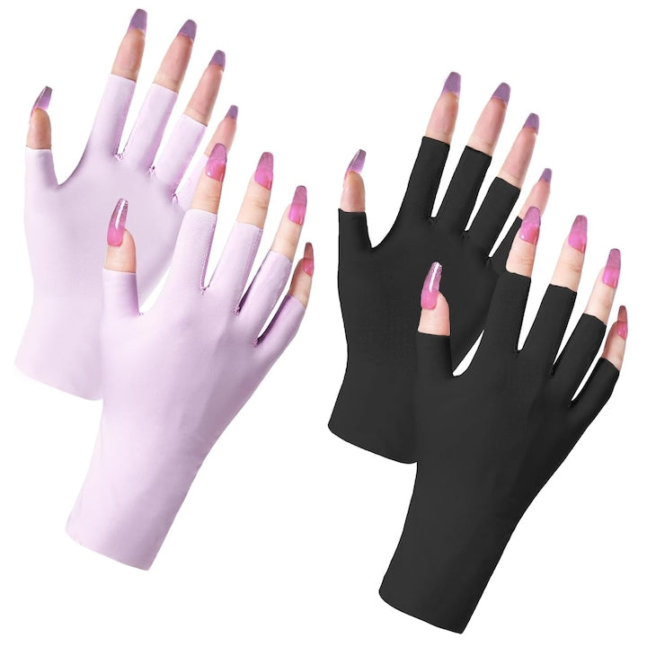 Manusi Protectie UV Nybgyy UPF50+ respirabile set 2 perechi Negru/Violet marime universala