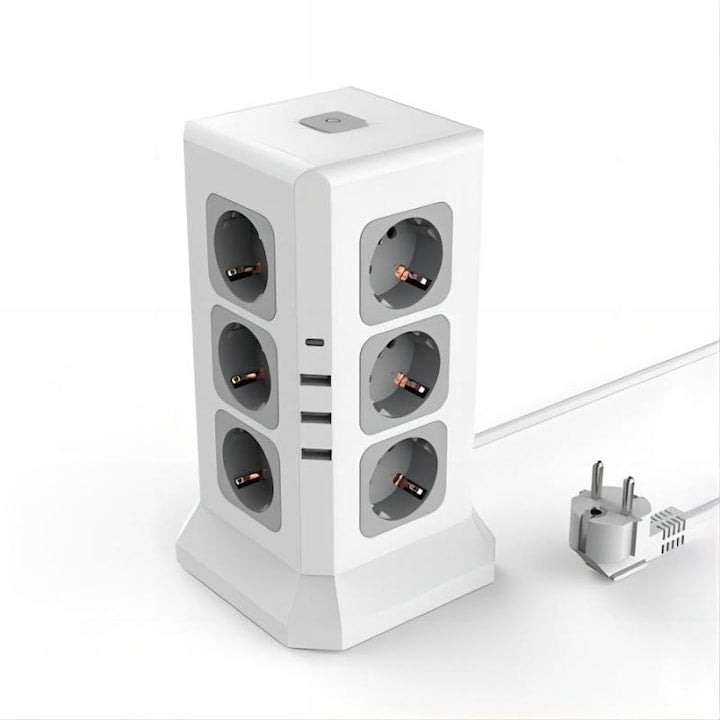 Prelungitor WALALLA 12 prize 4 USB 2m alb