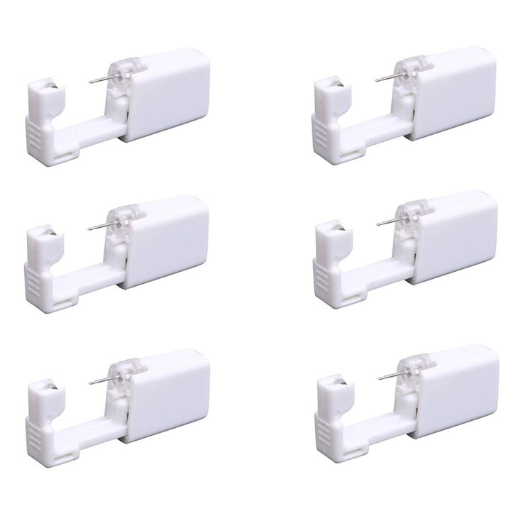 Set 6 Piercer urechi steril de unica folosinta cu cercel Fara durere Alb
