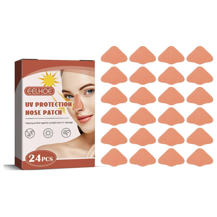 EELHOE Autocolante de Protectie UV pentru Nas 24pcs cu Material Non-tesut si Adeziv Hipoalergenic - Protectie Solara Impermeabil pentru Alpinism Drumetii Pescuit