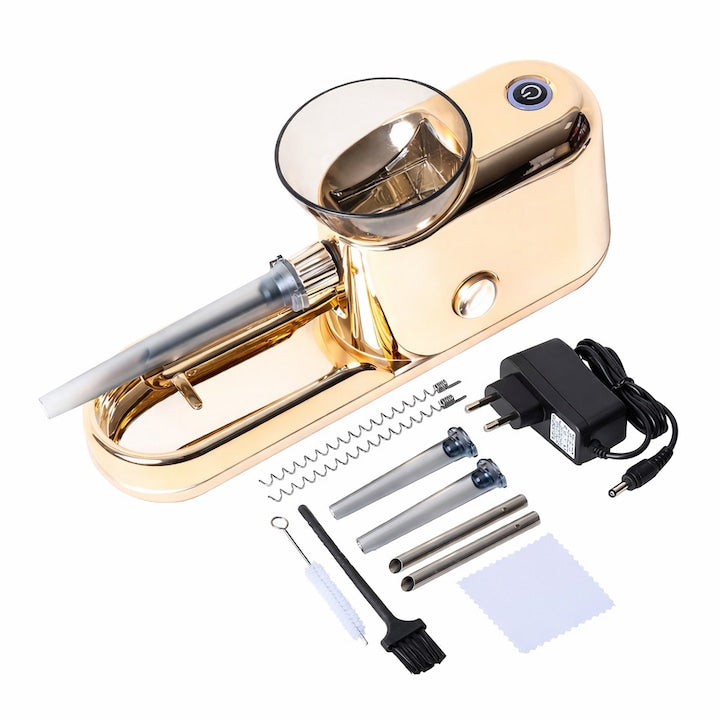 Masina electrica de rulat tigari – Incarcator si umplere automata a conurilor de pre-rulare portabila pentru amestecuri de plante de 6 5 mm si 8 0 mm usor de utilizat perfecta pentru fumatorii amatori aurie