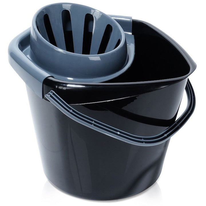 Caldare Cu Storcator Vilde 14 L 37x34x31.5 cm Negru/Gri Capacitate 14 L Material Plastic Greutate 0.5 kg Culoare Neagra Cu Maner Gri