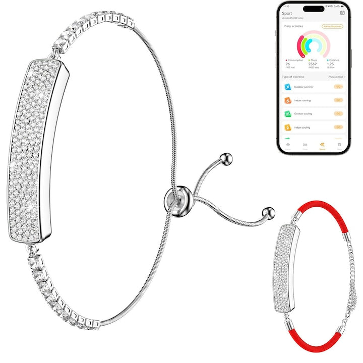 Bratara Inteligenta Fitness pentru Femei Bluetooth 5.3 Autonomie 3–5 Zile Monitorizare Ritm cardiac Puls Oxigen Somn Ciclu Menstrual Multiple Moduri Sport Aplicatia de sincronizare a datelor 2 Bratari Ajustabile OUYLAF Argintiu