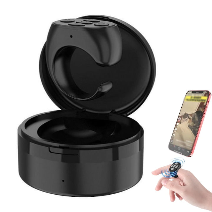 Smart Wireless Bluetooth Remote Control Ring for Scrolling, Clicking, and Paging, Compatible with iOS and Android, for iPhone, iPad, and Mobile Phones, Rechargeable, Black, Practical Accessory for Presentations and Office