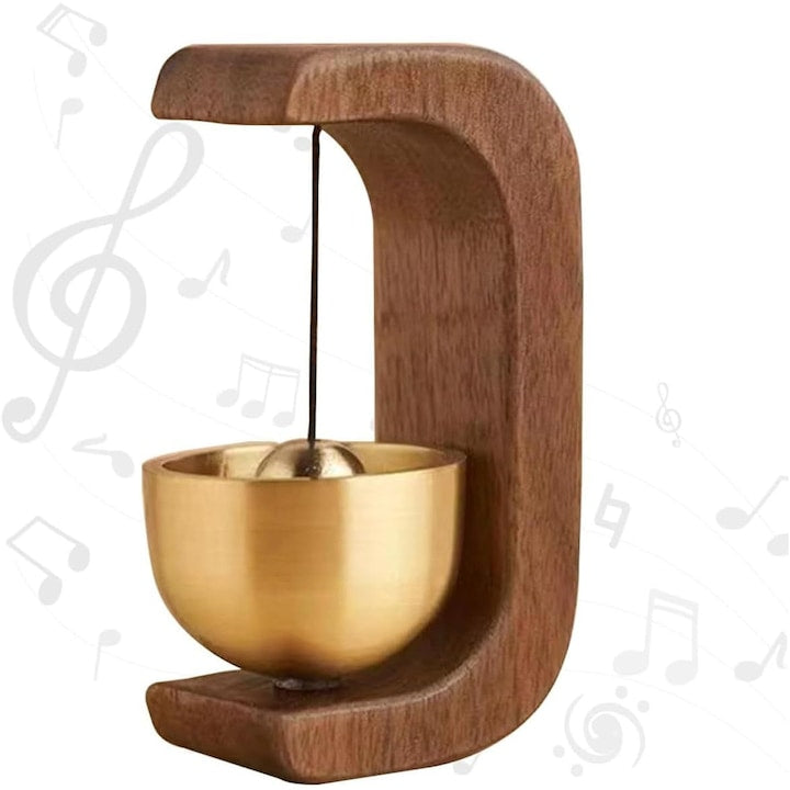 OUYLAF Premium Magnetic Doorbell Chime for Wood, New Solid Wood Wind Chime for Doors with Suction, Door Wind Chime for Restaurants, Home, Barn, C Shape, Dark Brown