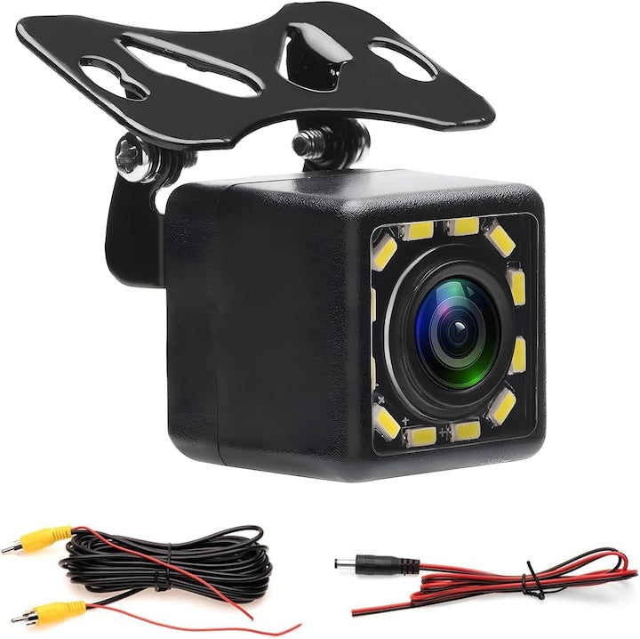 Camera marsarier auto 12 LED-uri unghi vizualizare 170° Night-Vision rezistenta la socuri praf Rezistenta la apa compatibila cu Majoritatea Masinilor Negru