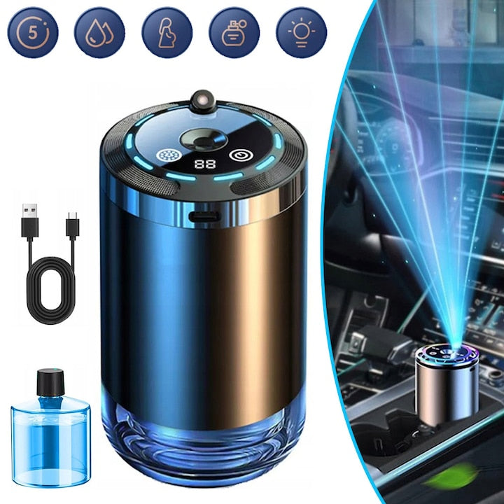 CHOOLY Rechargeable Car Air Freshener, Aroma Diffuser and Humidifier, 5 Adjustable Levels, Black, 50ml
