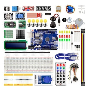 Kit de programare Arduino Starter UNO R3 cu placa UNO cablu USB breadboard modul RFID si IIC 1602 LCD pentru incepatori OUYLAF