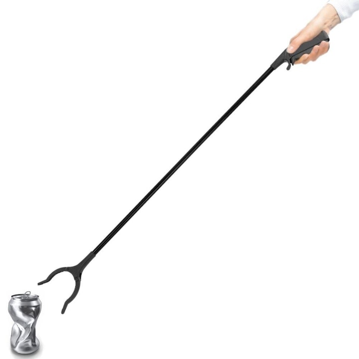 Maner Pentru Gunoi Orion Durabil Cap Pivotant Maner Ergonomic Pentru Colectarea Frunzelor Si A Gunoiului In Gradina Si Parc 82 Cm Negru