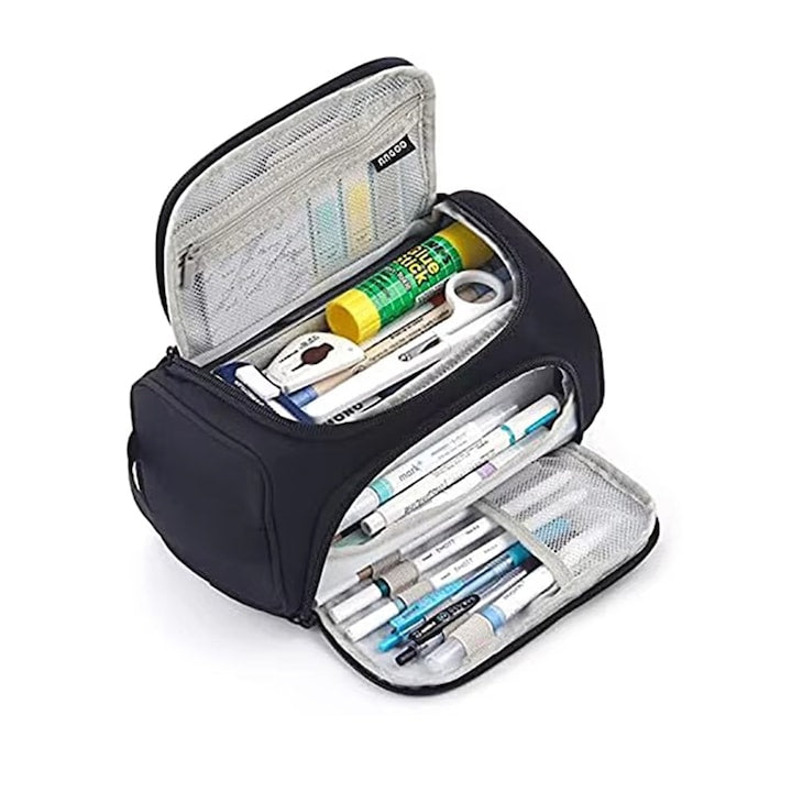 School Pencil Case Children's Pencil Case Zipper Pencil Box Axroad Mall 80-100 Accessory Capacity Multifunctional Waterproof Dustproof Washable With Handle Attractive Design Nylon 22 x 12 x 19cm Black