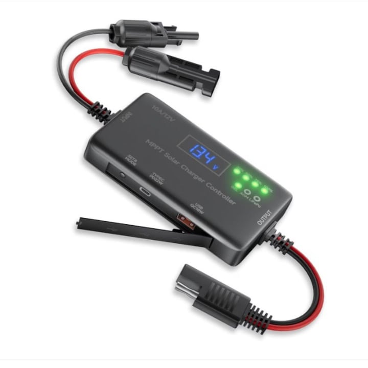 MPPT / 20APWM Controlor de incarcare solara ZOUN,12V,10A, Protectie impotriva supratensiunii cu ecran LCD si indicator LED pentru automobile caravane marine suport AGM gel si baterii LiFePO4