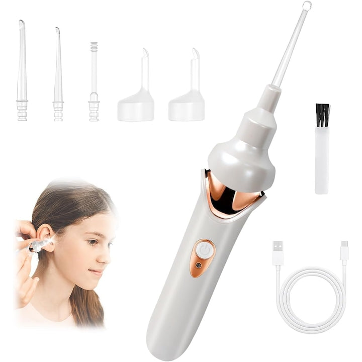 Ear Wax Remover with LED, 3 Modes, Soft Silicone, Accessory Set, Multicolor
