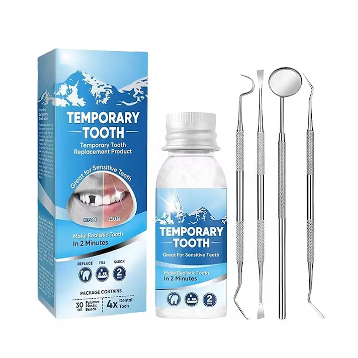 Kit Reparare Dinti Temporara Axroad Mall Proteza dentara din termoplastic folosit pentru proteze dentare provizorii premium Sigur si non-toxic Nu este usor sa cada Pentru barbati si femei 30ml Rezina Transparent