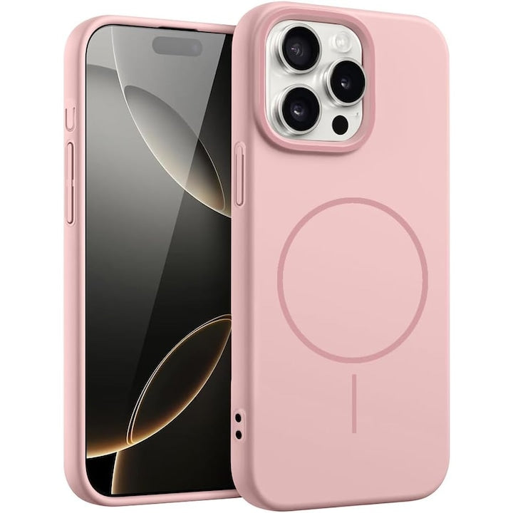 Set 2 Huse Magnetice PsAyl pentru iPhone 15 Pro Max Roz TPU Ultra-subtire